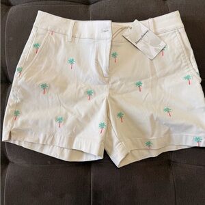NWT Women’s Cream Tommy Bahama Palm-Print Cotton Shorts